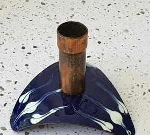 Vintage Mid Century Copper & Cobalt Enamel Candle Holder – Scandinavian Style - Picture 1 of 10