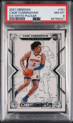 2021 PANINI OBSIDIAN EE WHITE PULSAR #151 CADE CUNNINGHAM ROOKIE RC PSA 8 - Image 1 of 2