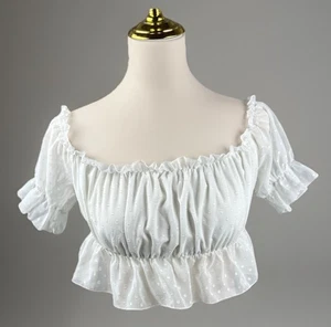 Top para mujer Shein talla S/M blanco fuera del hombro corto lechera campesina - Imagen 1 de 7