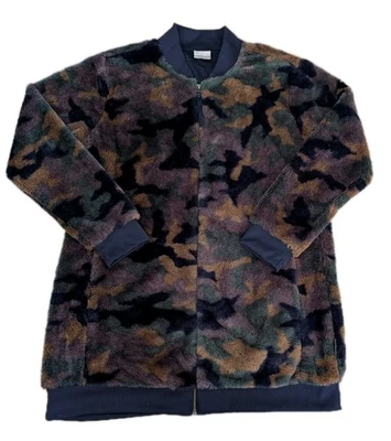 Chaqueta polar Columbia paquete pila profunda camuflaje nocturno oscuro para mujer XL alta Foto 1 de 4