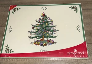 DE COLECCIÓN MANTELES INDIVIDUALES PIMPERNEL SPODE ÁRBOL DE NAVIDAD CON RESPALDO DE CORCHO 16" X 12" JUEGO DE 4 NUEVOS - Imagen 1 de 3