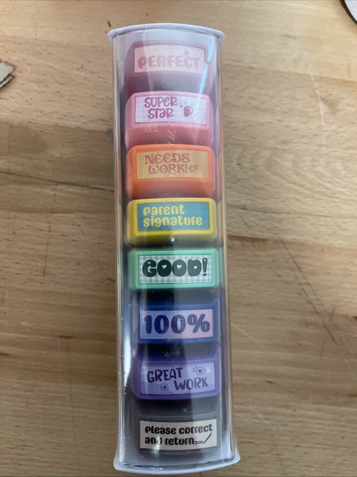 Reliancer Colorful Self-inking Motivation School Grading Teacher Stamp Set and T