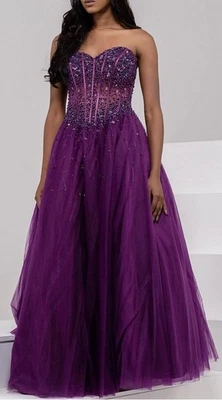 BEYOND Divison of Jovani фиолетовый корсет блестками тюль юбка выпускного вечера/бальное платье 8 - Изображение 1 из 4