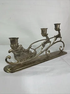 Vintage International Silver Co versilberter Weihnachtsschlitten Kerzenhalter - Bild 1 von 8