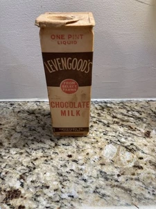 VINTAGE WAXED LEVENGOOD DAIRY CHOCOLATE MILK CARTON (ONE PINT) POTTSTOWN, PA - Picture 1 of 6
