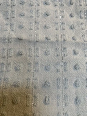 Vintage Blue Pops Dash Lurex   Morgan Jones Chenille  Bedspread FABRIC~ 20 X 26 - Image 1 of 2