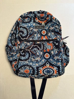 Vera Bradley Marrakesh Print Backpack Navy Blue Orange Nylon Retired Print - Image 1 of 4