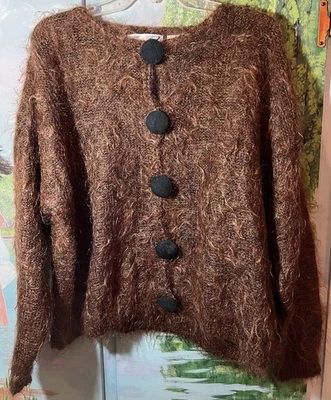 Cárdigan suéter vintage Glory Gloria Furman mezcla lana/mohair para mujer L marrón Foto 1 de 4