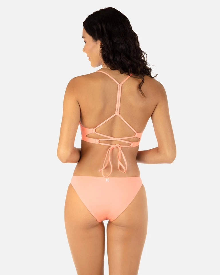 Parte inferior de bikini reversible Hurley neón melocotón/cielo, mezcla de nailon, XL Foto 1 de 1