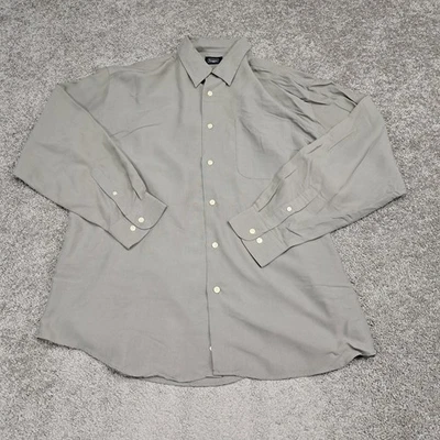 Haggar Men's Button Up Long Sleeve Shirt Gray X-Large - Image 1 of 4