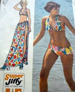 *LOVELY VTG 1970s BIKINI BATHING SUIT & SKIRT Sewing Pattern MEDIUM - Picture 1 of 2