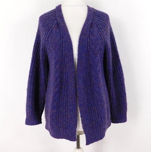 TU Purple Textured Knit Cardigan Size 18 Soft Wool Blend Open Front - Picture 1 of 7
