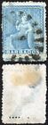 Barbados SG23 (1d) Blue Rough Perf 14 to 16 No Wmk DOUBLE PERFED at BASE