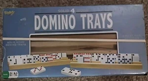 Fundex Games DOMINO TRAYS Set of 4 Solid Wood Game Accessory NIP - Picture 1 of 3