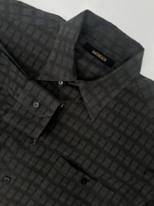 Camisa Bachrach Geométrica Manga Larga Botón Frontal Algodón Talla Grande - Imagen 1 de 3