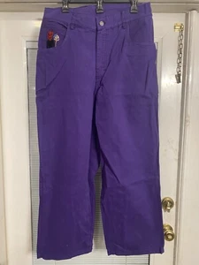 Missing Purpose Baggy Purple Denim Embroidered Pants NWT - Picture 1 of 9