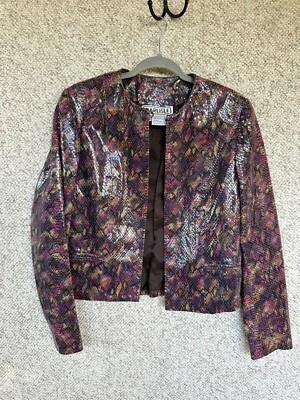 Chaqueta de Cuero Carlisle Mujer US 6 Multicolor Piel de Serpiente Estampado Brillante Y2K Foto 1 de 4