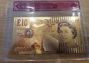 Gold Note Barren Münze Investment Bullion 10£ zertifiziert inflation money: Gold - Bild 1 von 3