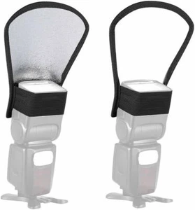 Dual Side Silver White Flash Diffuser Speed Light Reflector for Canon Nikon - Picture 1 of 9