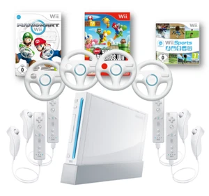 Nintendo Wii Konsole mit Spiele Auswahl Mario Kart Bros. Sports Remote & Nunchuk - Bild 1 von 11