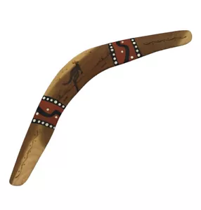 Australian Boomerang Wooden Hand Painted Lah’e Lah’e Tribe Signed 19” Kangaroo - Picture 1 of 14