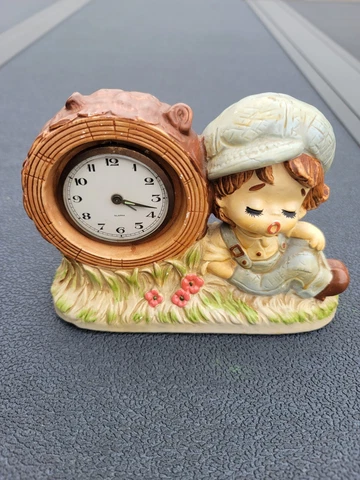 1979 Sears & Roebuck Figurine Clock Wind Up Clock Mantel Alarm Clock Cover