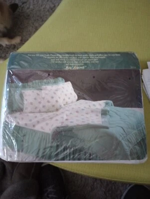 VTG lady Pepperell no iron three piece twin sheet set blue pink flowered - Image 1 of 4