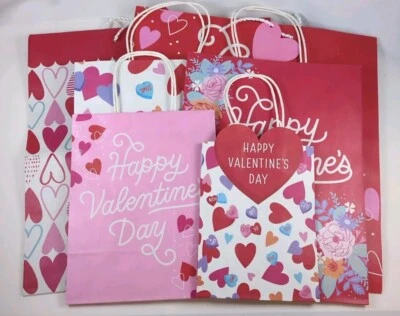 Bulk Wholesale Lot Valentine's Day Hallmark 6 Gift Bag Assortment Variety Sizes - Image 1 of 4