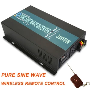 3000W Pure Sine Wave Inverter 24V 120V Car Power Home Solar Remote Control Camp - Picture 1 of 11