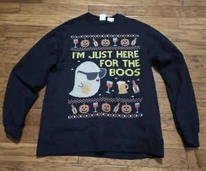 Funny Here for the Boos Sweatshirt Ugly Halloween Sweater Sweatshirt Size LARGE - Picture 1 of 3