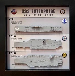 Enterprise Legacy Display Shadow Box, CV-6, CVN-65, CVN-80, 9" x 9", Deck - Bild 1 von 4