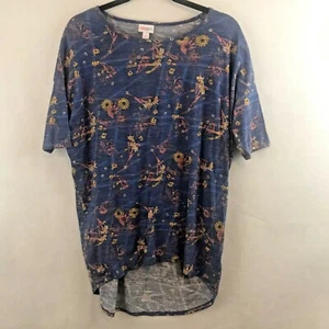 Top túnica Irma de gran tamaño estampado geográfico floral azul Lularoe talla pequeña - Imagen 1 de 6