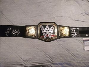 WWE Replica Championship Belt Signed by 4 HOF Jimmy Hart, Greg Valentine, Brutus