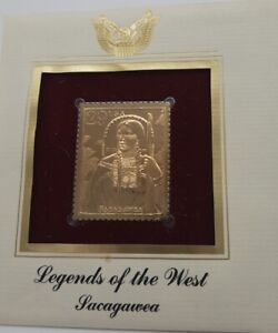 Vtg 1994 22 K Gold Stamp Replica Legends Of The West Sacagawea stamp Packaged