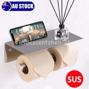 Paper Holder Double Roll Toilet 304 Stainless Steel Strong Hook Bathroom Rack - Picture 1 of 11