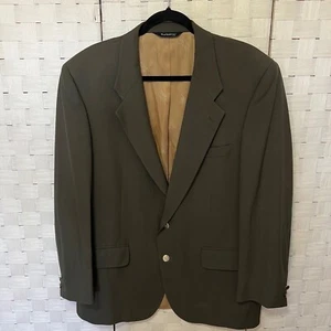 VTG Burberrys Super 100's Wool Olive Green Blazer Sport Coat Jacket Size 44 Reg - Picture 1 of 11
