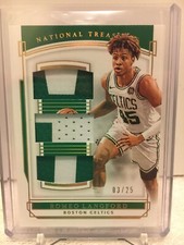 2019-20 National Treasures Romeo Langford 2 color Triple Patch Jersey Gold 03/25
