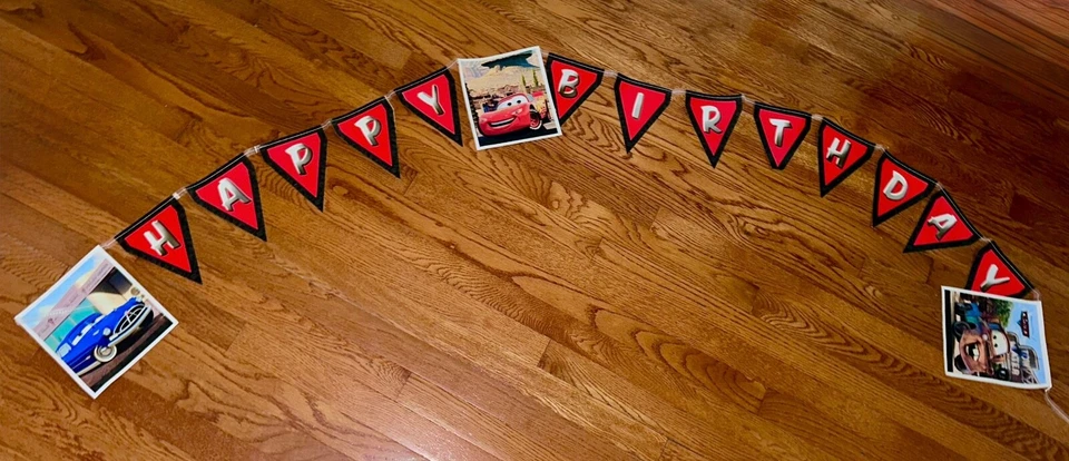 Disney Pixar “Cars” Theme Lightning McQueen Happy Birthday Banner - 8.35 ft. - Image 1 of 1