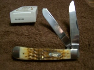 CASE XX AMBER JIGGED BONE 6254 CS Trapper  Pocket Knife 00163  CARBON STEEL 163 - Picture 1 of 3