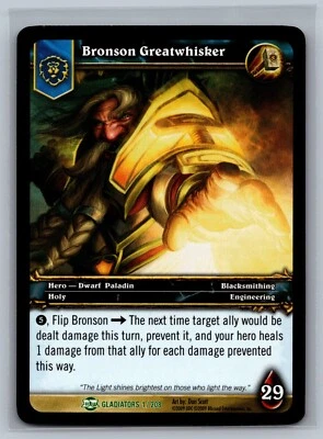 World of Warcraft TCG Bronson Greatwhisker #1/208 WOW Blood of Gladiators - Image 1 of 2