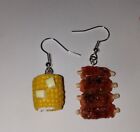 Corn On The Cob Spareribs Earrings Silver Wire Picnic Food  Vegetable Butter