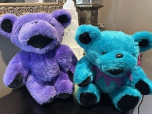 2 Vintage Grateful Dead Bear 12" Purple & Teal Jointed Plush Liquid Blue 1990 - Picture 1 of 13
