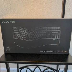 Deluxe GM909 Ultra Ultra-Thin Ergonomic Wireless Keyboard Black New Open Box - Bild 1 von 7