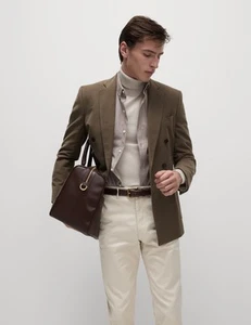 Marks & Spencer Mens Beige Cotton Double breasted Suit jacket - M&S - Picture 1 of 1