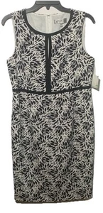 Kasper Sleeveless Lined Black White Floral Bermuda Sheath Dress Size 8 MSRP $89 - Picture 1 of 7