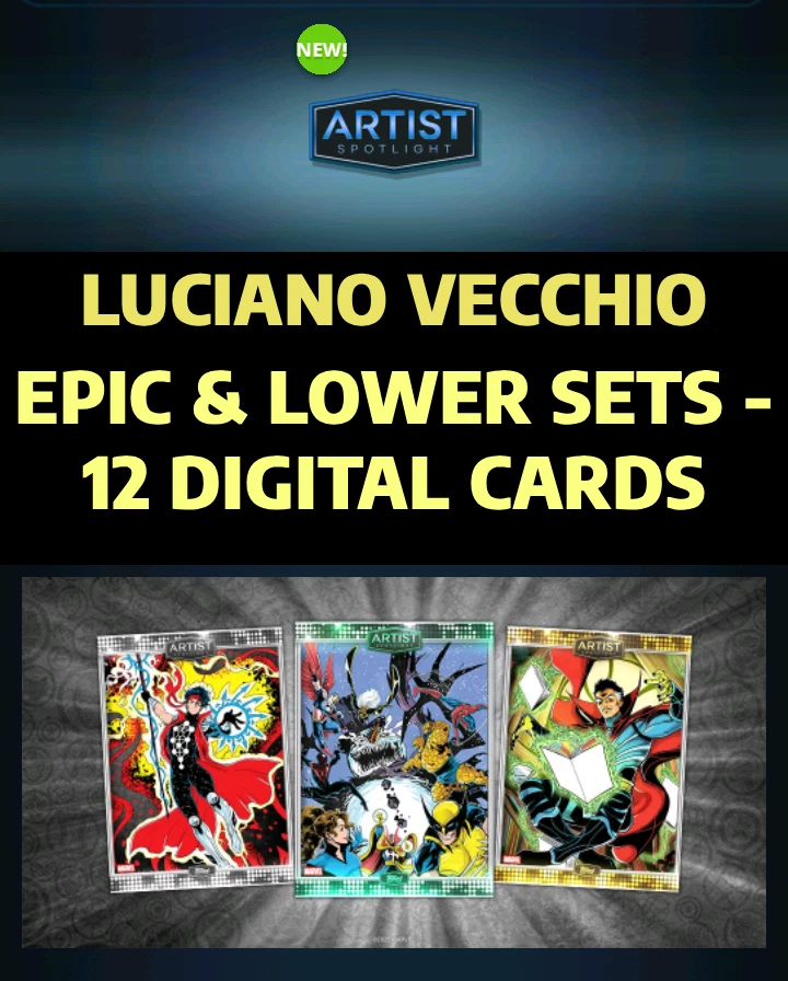 ARTIST SPOTLIGHT 25 LUCIANO VECCHIO | JUEGOS ÉPICOS E INFERIORES | TOPPS MARVEL COLLECT Foto 1 de 1