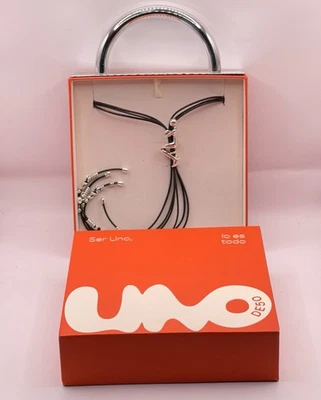 Collar figurativo escalador unoDe50 para mujer plateado metal/cuero 107,5 cm Foto 1 de 4