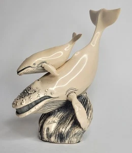 Vintage Buckelwal mit ihrem Kalb 7" Skulptur G.H. COOK COMPANY Skulptur - Bild 1 von 7