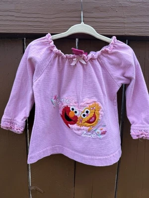 Top vintage rosa Elmo & Zoe calle Sésamo niñas manga larga 18M 2006 Foto 1 de 4