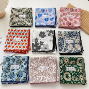 68*68cm Headscarf Hair Scarf Printed Small Square Scarf Shawl Cotton Linen Gif - - Picture 1 of 40